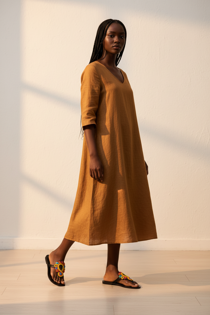 Model wearing Maasai beaded sandals
