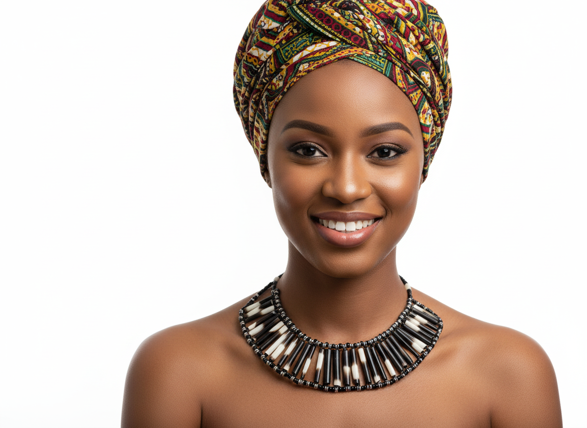 Model with headwrap