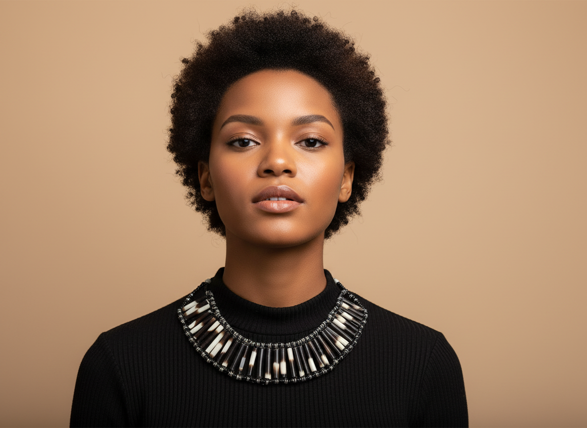 Model with short natural hair