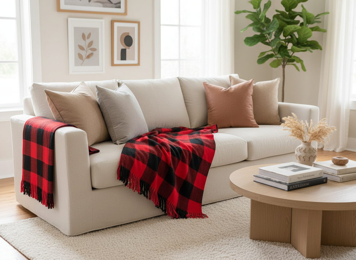 Red Maasai Shuka styled as home décor