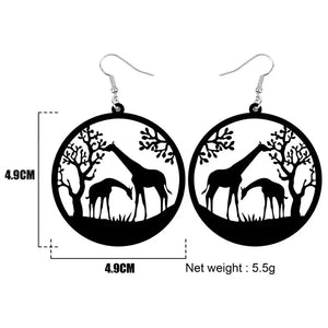 Sahara Tree Giraffe acrylic Dangle Drop Earrings