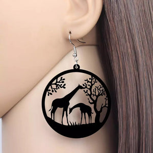 Sahara Tree Giraffe acrylic Dangle Drop Earrings