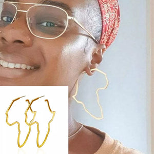 Gold Color Stainless Steel African map Earrings
