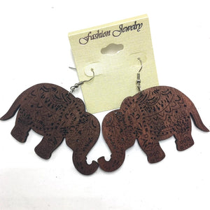 Elephant Wooden dangle Earrings