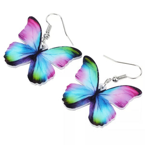 Butterfly acrylic small hook multicolored earrings