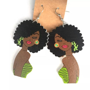 Mscana Wooden multicolored Drop Dangle Earrings