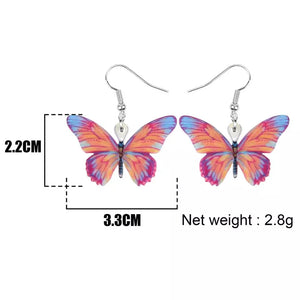 Butterfly acrylic small hook multicolored earrings