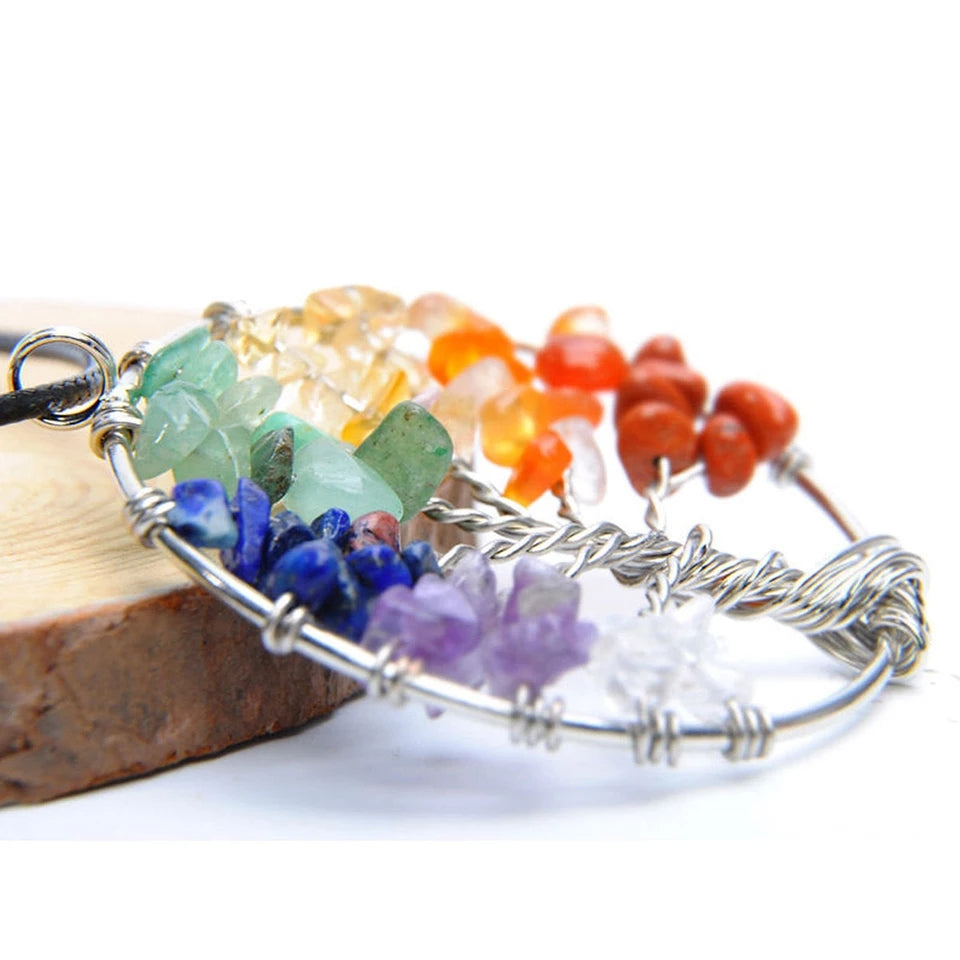 Tree of life chakra natural stone healing necklace