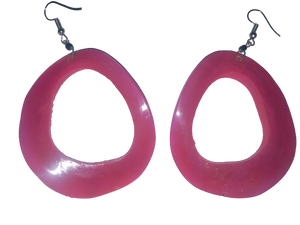 Pink hollow handmade bone dangle hook earrings