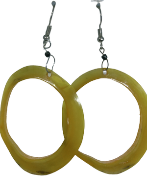Beige hollow handmade bone dangle hook earrings