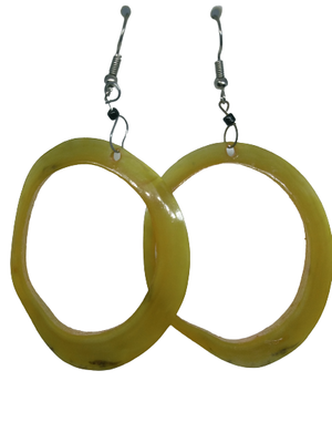 Beige hollow handmade bone dangle hook earrings