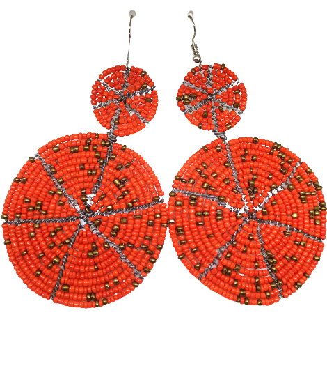 African handmade beaded dangle hook earrings