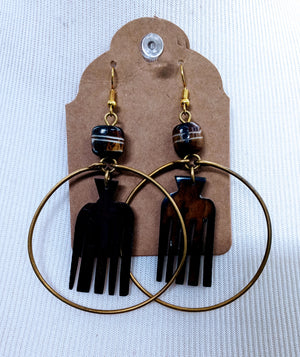 Jiko Handmade brass comb dangle earrings