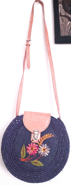 Handwoven Raffia cross body bag handmade handbag