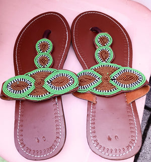 Maasai beaded leather handmade sandals size 8.5