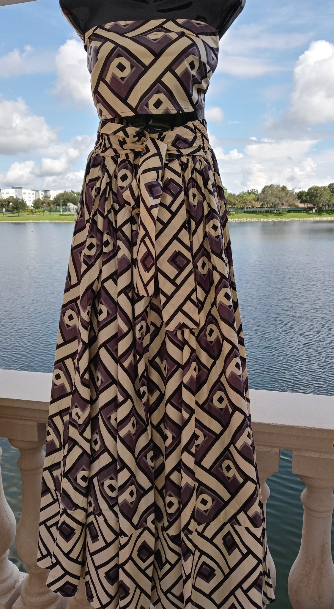 Dashiki print maxi cotton skirt one size upto 2x