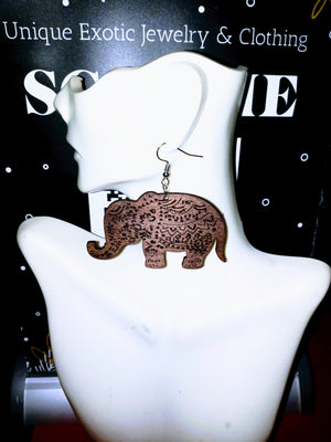 Elephant Wooden dangle Earrings