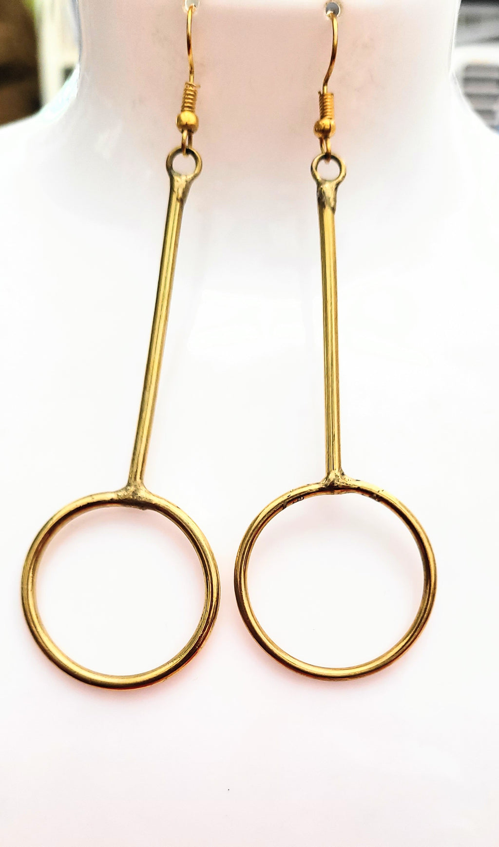 Kampala gold brass handmade Dangle Hook Earrings
