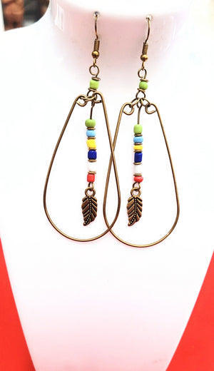 Neema brass beaded dangle hoom Earrings