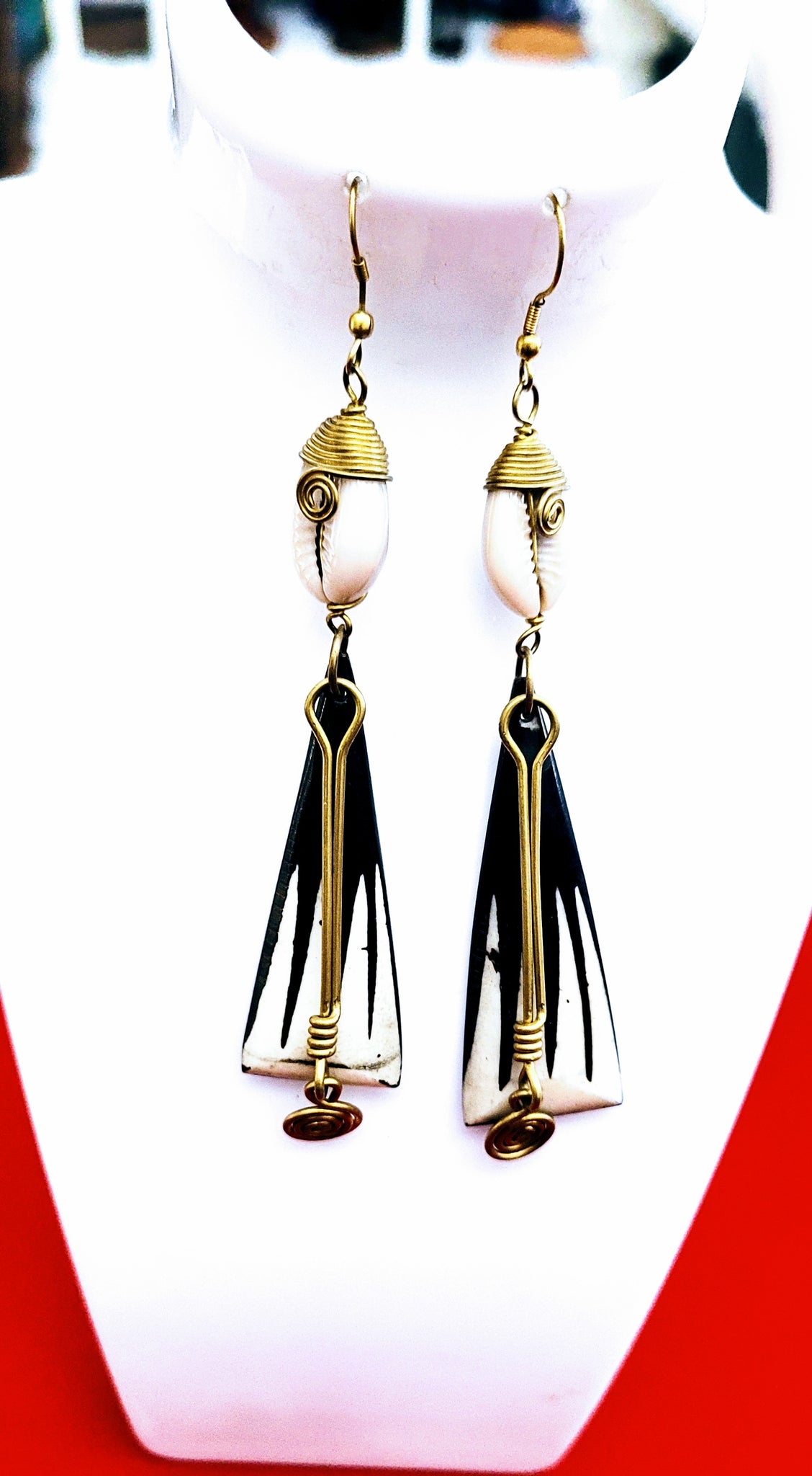 Tembea batik brass dangle earrings