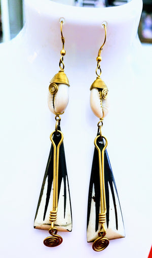 Tembea batik brass dangle earrings