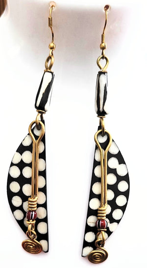 Sheeba polkadot handmade dangle hook Earrings