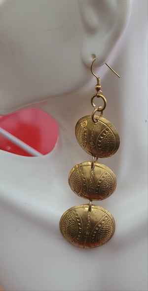 Jema hammered metal brass Gold dangle Earrings