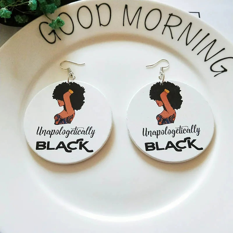 Statement Wood dangle drop Earrings