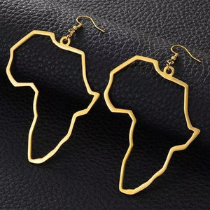 Zawadi Gold Color African map dangle Earrings