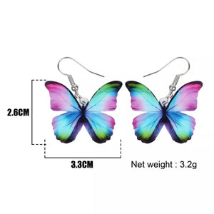 Butterfly acrylic small hook multicolored earrings