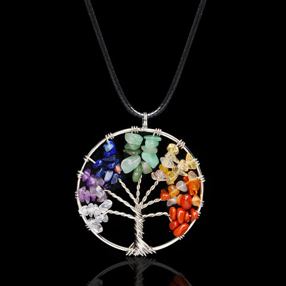 Tree of life chakra natural stone healing necklace