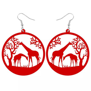 Sahara Tree Giraffe acrylic Dangle Drop Earrings