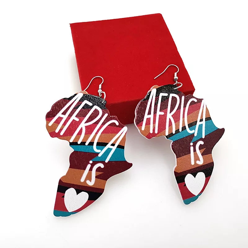 Mambo Africa is love printing wooden earrings