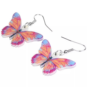 Butterfly acrylic small hook multicolored earrings