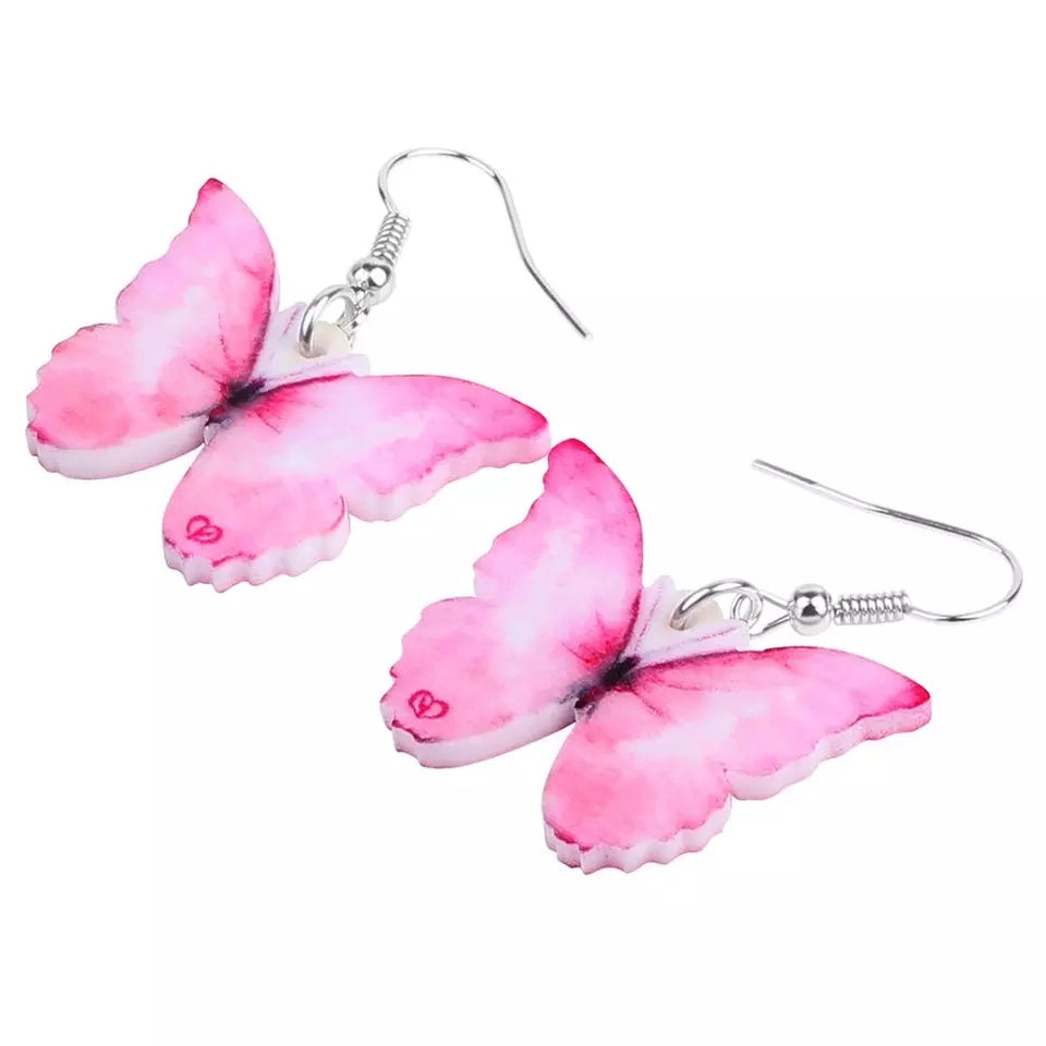 Butterfly acrylic small hook multicolored earrings