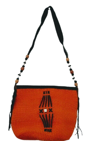 AFRICAN HANDMADE KIONDOO HANDBAG SHOULDER BAG SISAL MADE IN KENYA -Tangerine