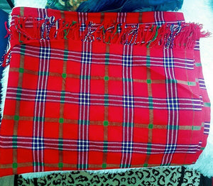 Maasai Shuka Throw blanket Red Multi Checkered