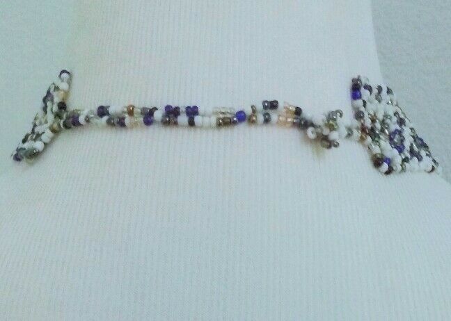 Jamia multicolored choker handmade Beaded Necklace Blue &White