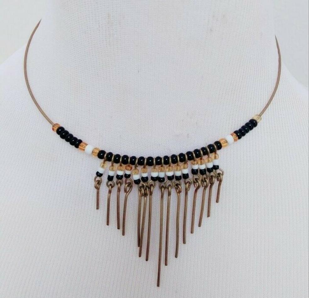 Malaika Brass beaded choker fashion Necklace