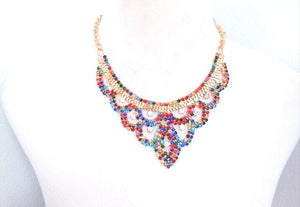 STATEMENT MULTICOLORED FASHION NECKLACE JEWELRY SET CHIC & TRENDY