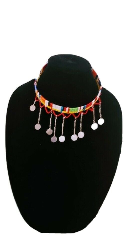 Maasai choker ethnic Beaded Necklace pendant choker multicolored New 002