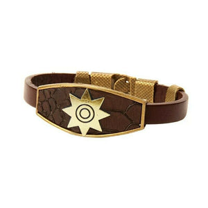 Sun Leather Wrist Band Brown Bracelet Bangle 8.5 inch