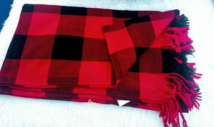 Picnic and Throw Blanket - African American Clothing for Men / Women; Massai Shuka Red Checkered