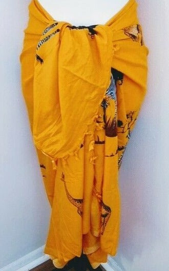 African  sarong Kanga Leso Scarf Cotton Material Orange multicolor Jungle  print
