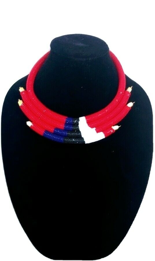 Karibu Handmade Beaded Necklace Red Multi