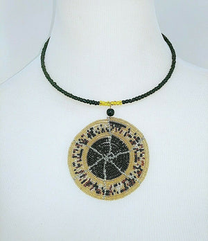 Shairi  Handmade Maasai Masai Beaded Tribal Colorful Circle pendant Necklace