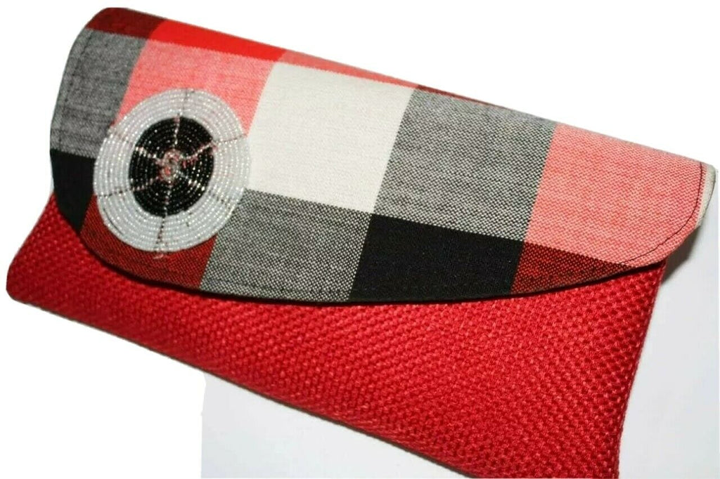 African maasai handmade fabric fold over bead clutch Handbag