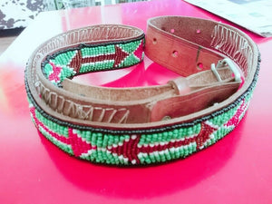 Maasai Handcrafted Ethnic Tribal Multicolored unisex Beaded Leather Belt
