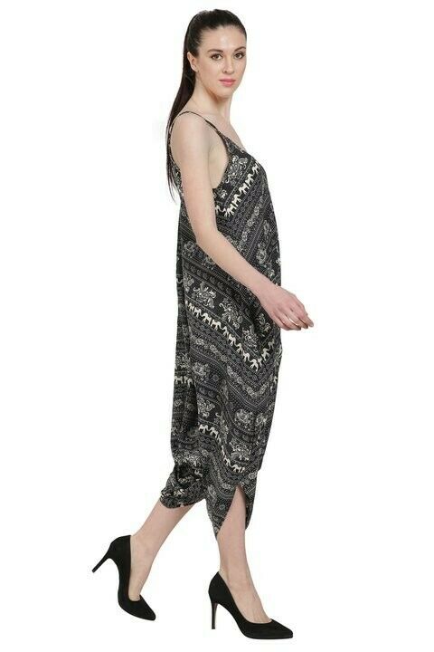 Wideleg elephant print jumper One Size Fit Most100% Rayon black/White multicolor