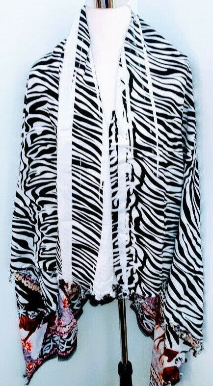 African  Beach sarong Kanga Leso Scarf Cotton Material Zebra multi